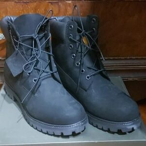 Timberland Black Waterproof Lace-Up Work Boots Nubuck 6 Inch Size 10 Premium